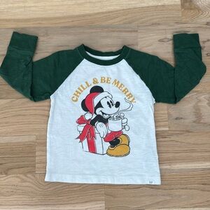 Baby Gap Disney Mickey Mouse Christmas long sleeve top, size 3T.